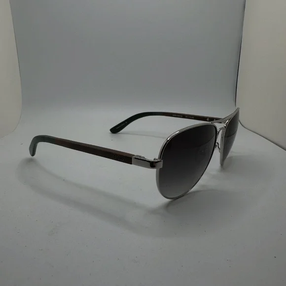 TOMS Sunglasses - Maverick Aviator - Silver Metal and Walnut Temples - Picture 2 of 2